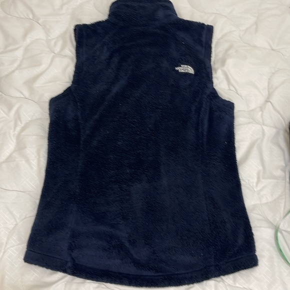 THE North Face Women's Faux Fur Vest Zip Front Teddy Plush Navy Blue Size S - Picture 9 of 10
